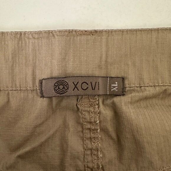 XCVI Capri Pants Rolled Cuff Beige Khaki Cotton Lightweight Tapered Women's XL - Picture 7 of 8